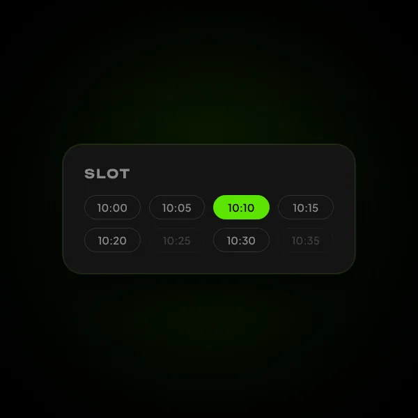Griglia di slot orari con uno slot selezionato